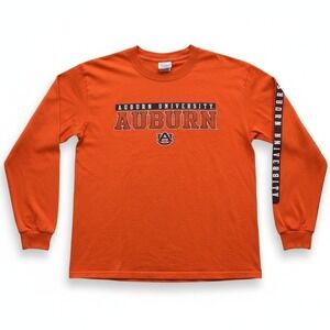 Viatran Mens Auburn University Long Sleeve Shirt Size M Orange Crew Graphic Tee